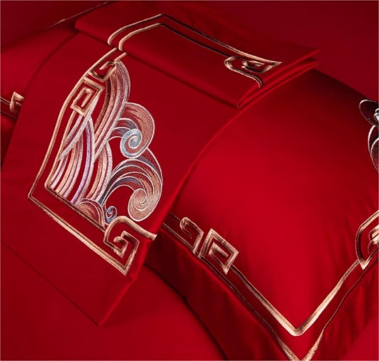 IWENZHKPA 4-teiliges Bettwäsche Set 1.5m Baumwolle Weicher Bettbezug Hochwertig Hochzeit Schlafzimmer Bettlaken Set