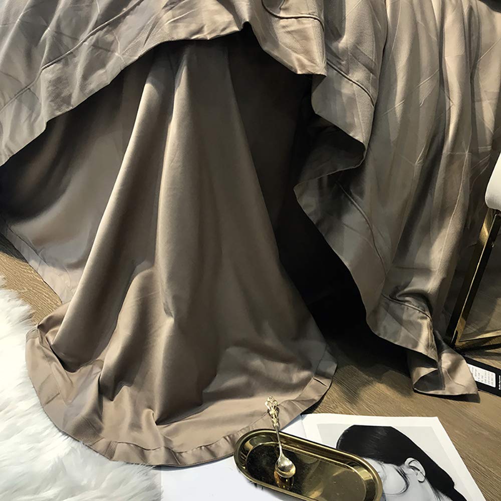 Msuiiixcccc 4-teiliges Bettwäsche Set 100% ägyptische Baumwolle 220x240cm Deckenbezug Spannbettlaken Kissenbezüge Weiß Grau Grün Champagner