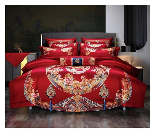 IWENZHKPA 4-teiliges Bettwäsche Set 1.5m Baumwolle Weicher Bettbezug Hochwertig Hochzeit Schlafzimmer Bettlaken Set